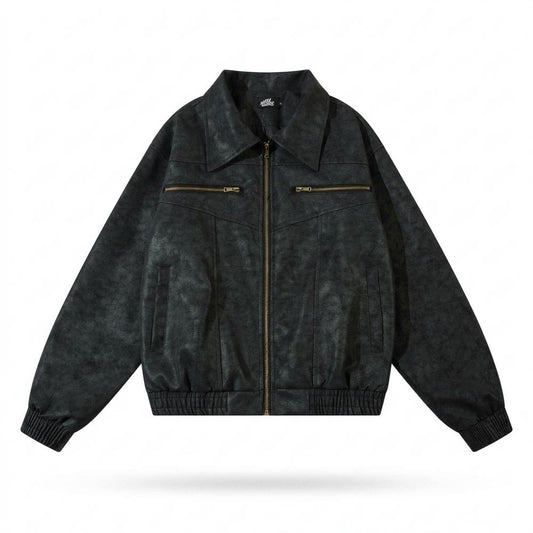 Gentleman Code - Nakom | Strukturierte Gefütterte Lederjacke Unisex
