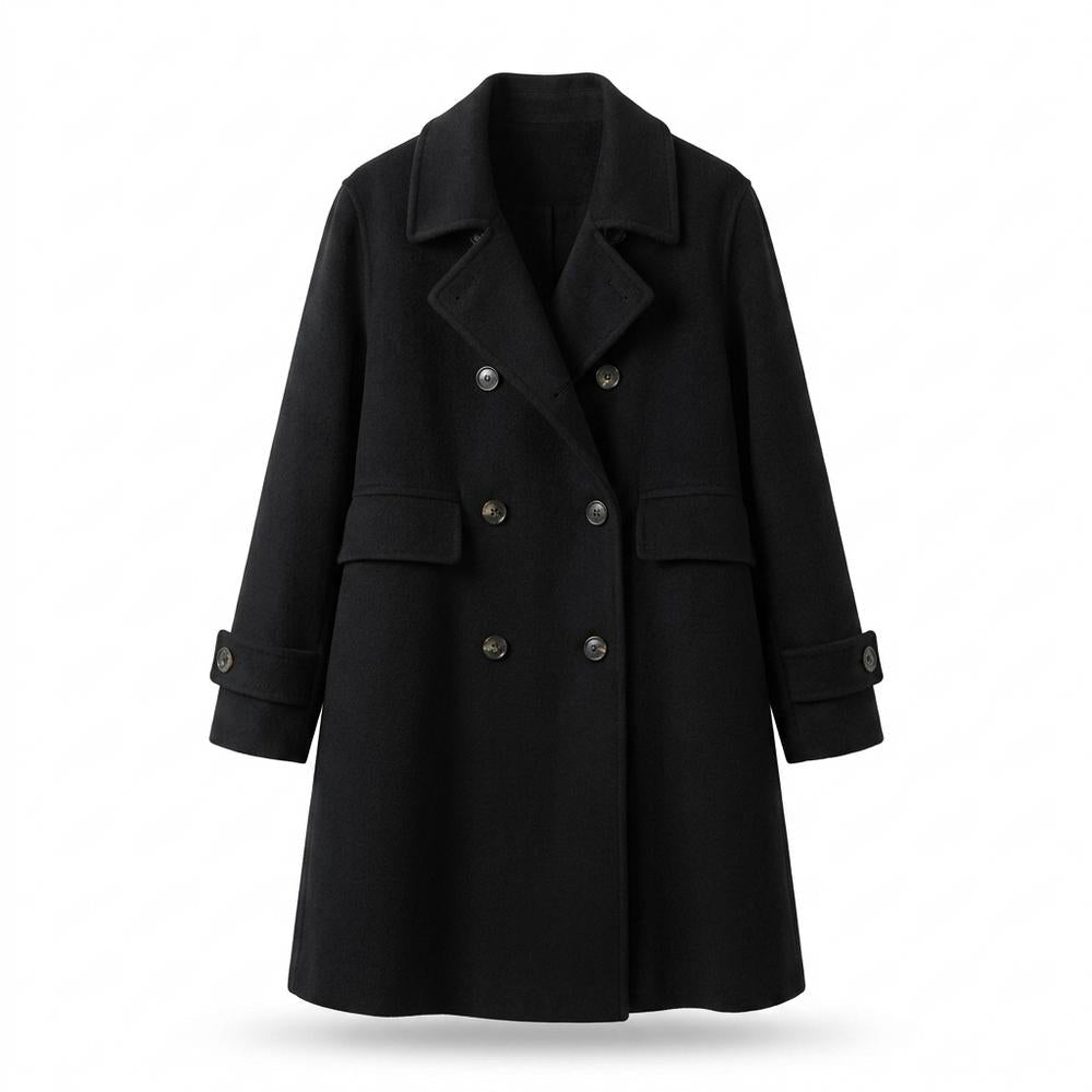 Gentleman Code - Sefot | Zweireihiger Wollartiger Mantel Damen