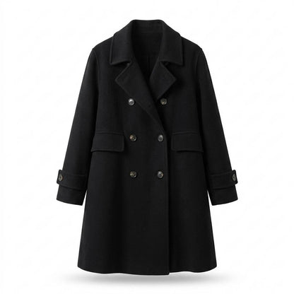 Gentleman Code - Sefot | Zweireihiger Wollartiger Mantel Damen