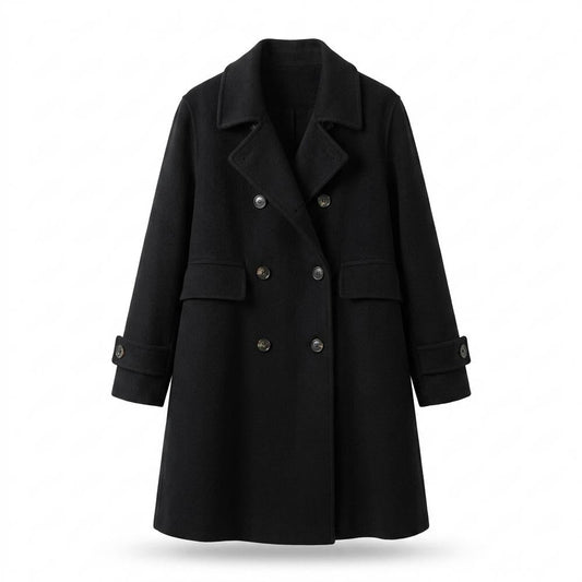 Gentleman Code - Sefot | Zweireihiger Wollartiger Mantel Damen