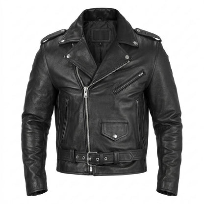 Gentleman Code - Nulid | Asymmetrische Gegürtelte Lederjacke Unisex