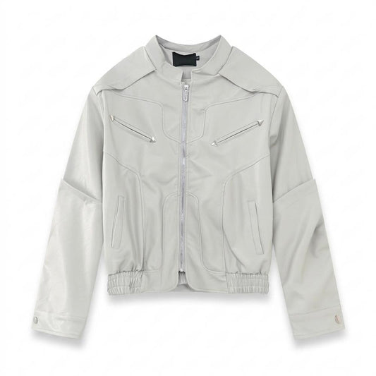 Gentleman Code - Notat | Strukturierte Hochgeschlossene Lederjacke Unisex