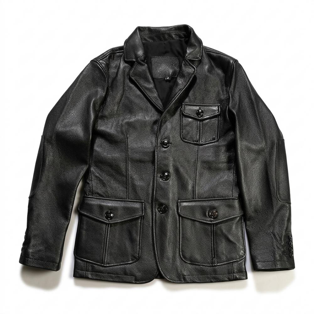 Gentleman Code - Calal | Genarbte Geknöpfte Lederjacke Herren