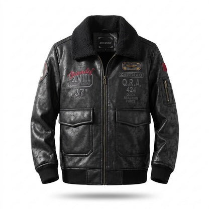 Gentleman Code - Rihuv | Gefütterte Bestickte Lederjacke Herren