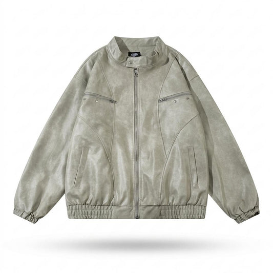 Gentleman Code - Detor | Gewaschene Weit Geschnittene Lederjacke Unisex