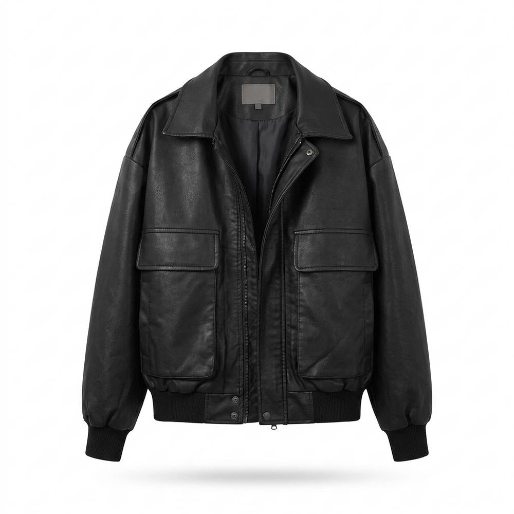 Gentleman Code - Nudul | Oversized Reißverschluss Lederjacke Unisex