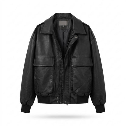 Gentleman Code - Nudul | Oversized Reißverschluss Lederjacke Unisex