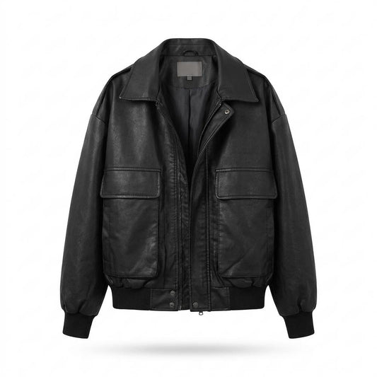 Gentleman Code - Nudul | Oversized Reißverschluss Lederjacke Unisex