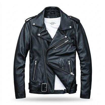 Gentleman Code - Renun | Asymmetrisch Gegürtelt Lederjacke Herren