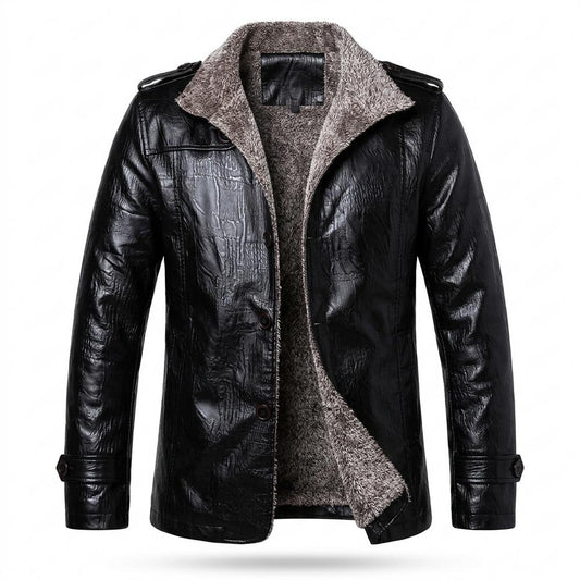 Gentleman Code - Kuzor | Gefüttert Strukturiert Lederjacke Herren