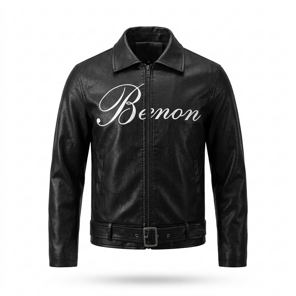 Gentleman Code - Kuzev | Gegürtelt Genarbt Lederjacke Herren