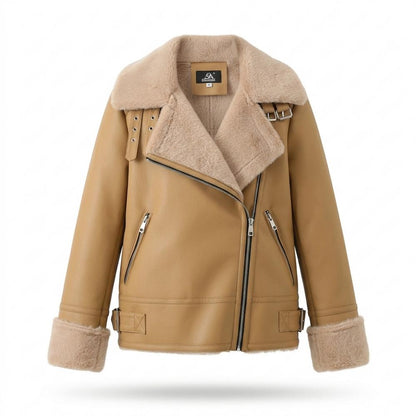 Gentleman Code - Cekov | Gefüttert Asymmetrisch Lederjacke Damen