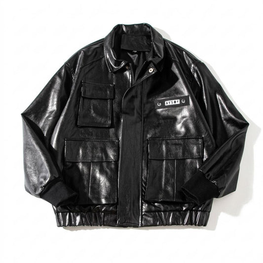 Gentleman Code - Eubol | Glänzend Funktional Lederjacke Unisex