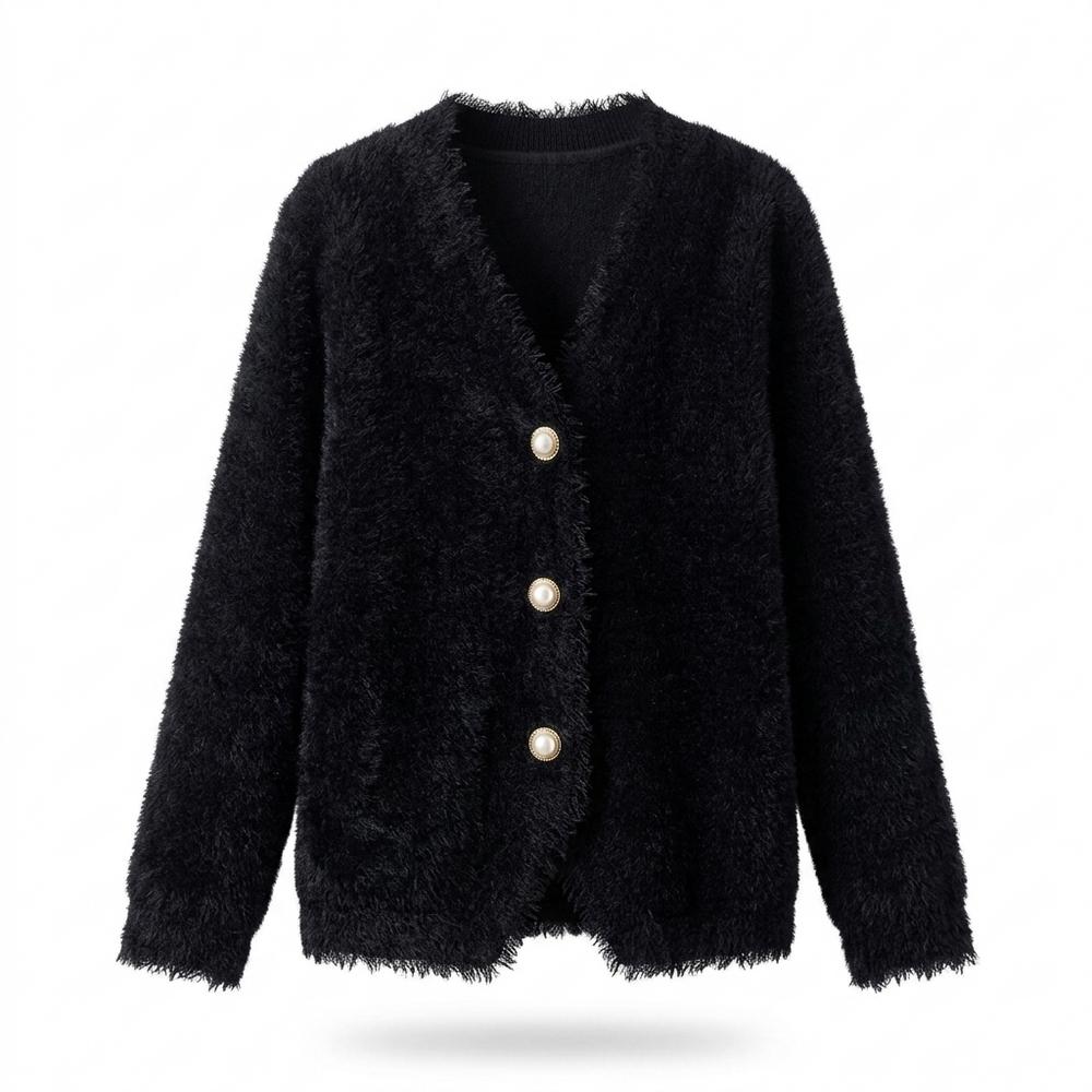 Gentleman Code - Vepol | Flauschig Geknöpft Cardigan Damen
