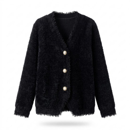 Gentleman Code - Vepol | Flauschig Geknöpft Cardigan Damen