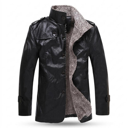 Gentleman Code - Vawos | Gefütterte Geknöpfte Lederjacke Herren