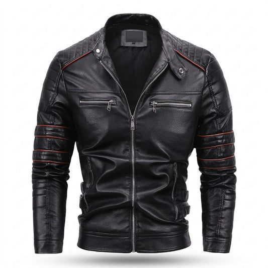 Gentleman Code - Mopid | Gesteppt Tailliert Lederjacke Herren