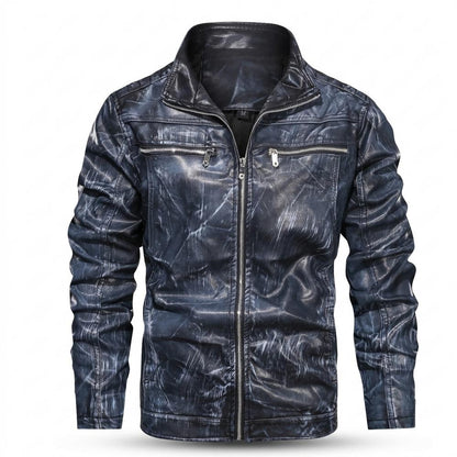Gentleman Code - Euzud | Gewaschene Hochschließende Lederjacke Herren