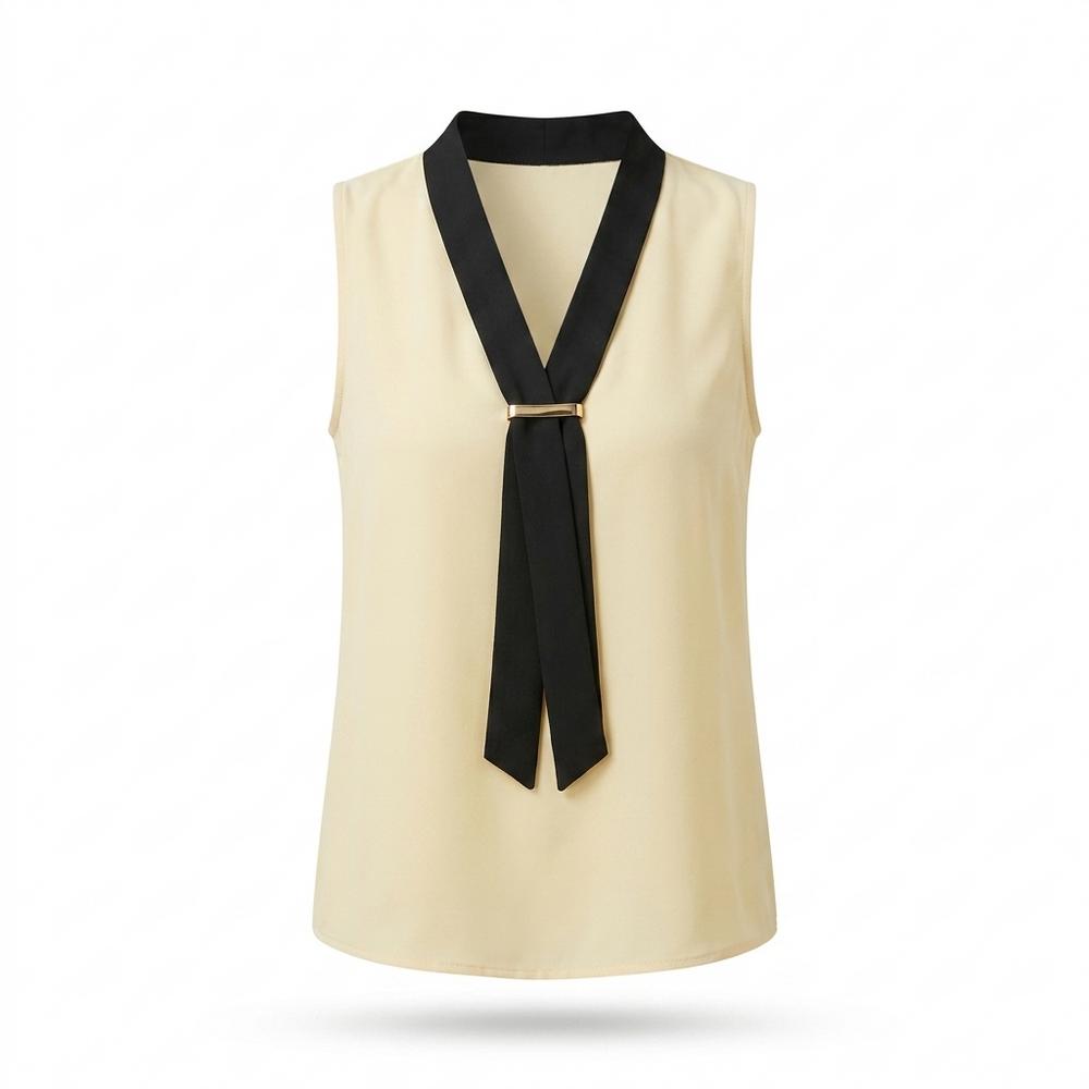 Gentleman Code - Mizul | Kontrastfarbene Ärmellose Bluse Damen