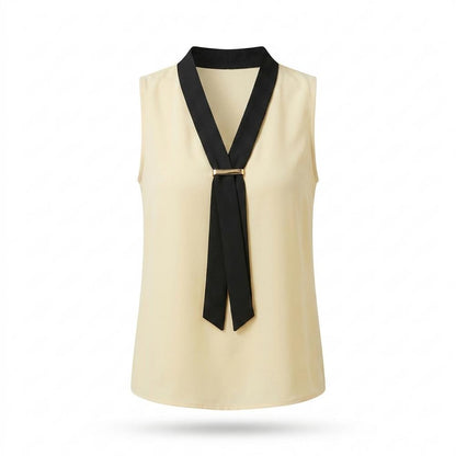 Gentleman Code - Mizul | Kontrastfarbene Ärmellose Bluse Damen