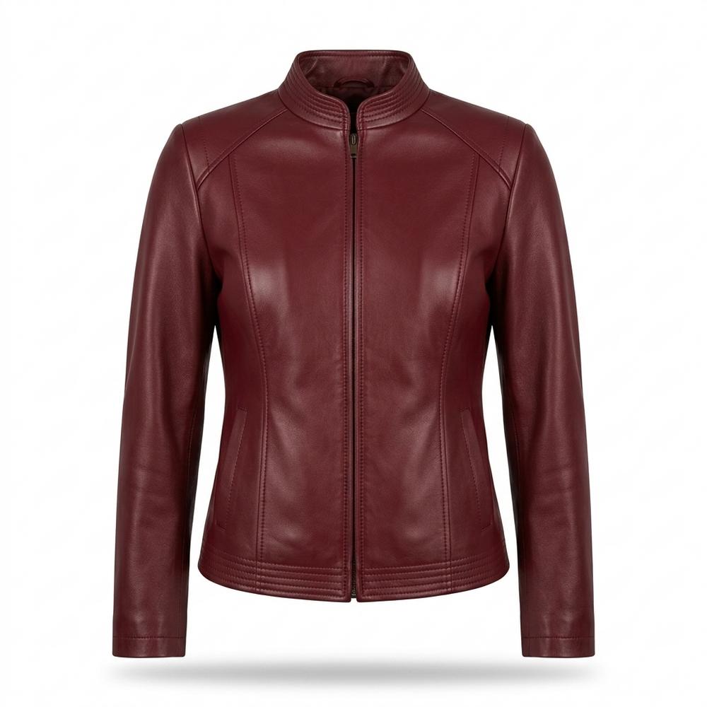 Gentleman Code - Semir | Tailliert Unifarben Lederjacke Damen