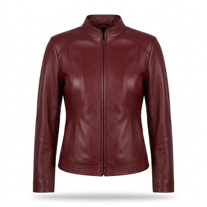Gentleman Code - Semir | Tailliert Unifarben Lederjacke Damen