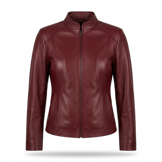 Gentleman Code - Semir | Tailliert Unifarben Lederjacke Damen