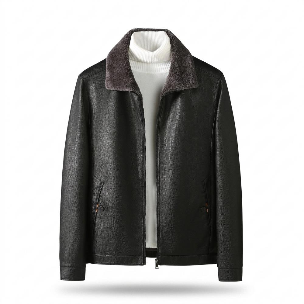 Gentleman Code - Cozun | Gefüttert Strukturiert Lederjacke Herren