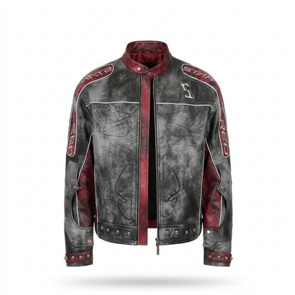 Gentleman Code - Kakum | Zweifarbige Bestickte Lederjacke Herren