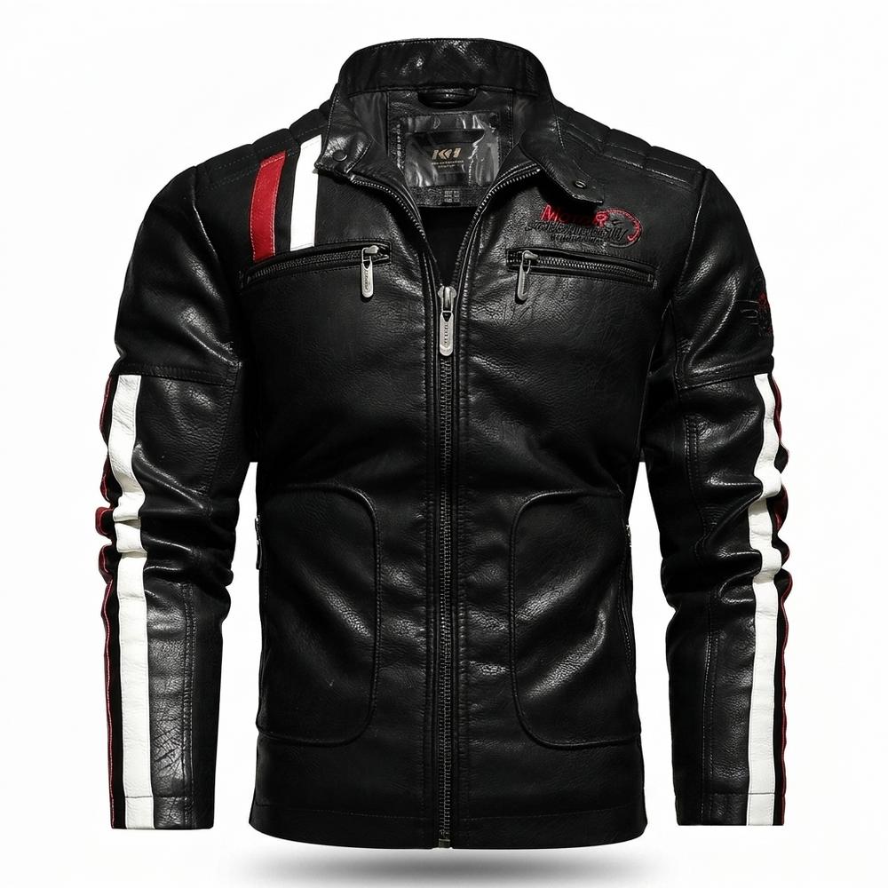 Gentleman Code - Luwak | Gestreift Tailliert Lederjacke Herren