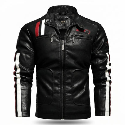 Gentleman Code - Luwak | Gestreift Tailliert Lederjacke Herren