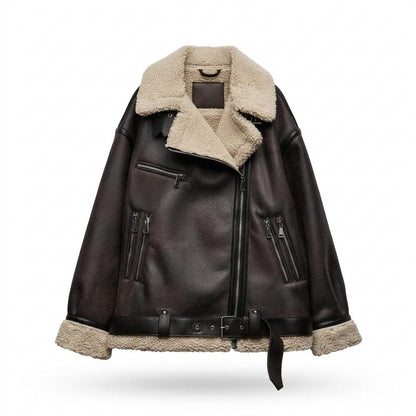 Gentleman Code - Liwod | Gefütterte Weite Lederjacke Damen