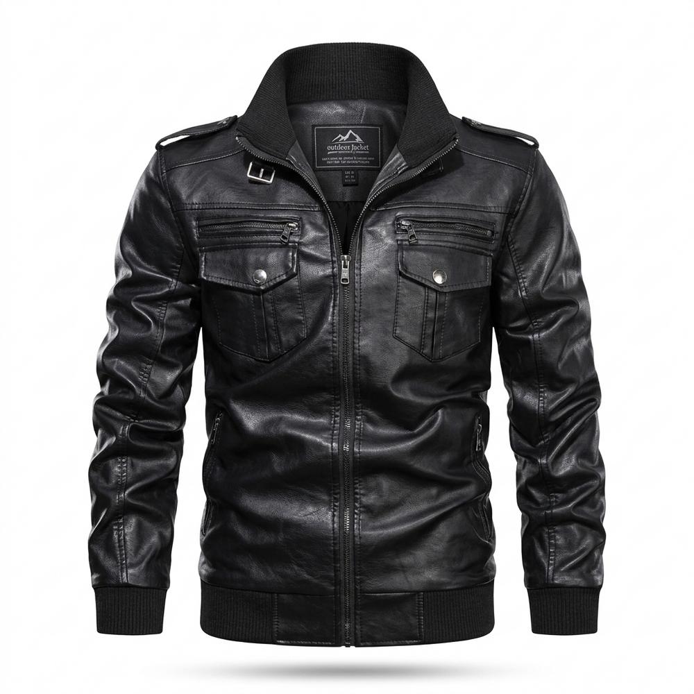 Gentleman Code - Sikum | Gefüttert Tailliert Lederjacke Herren