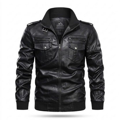 Gentleman Code - Sikum | Gefüttert Tailliert Lederjacke Herren