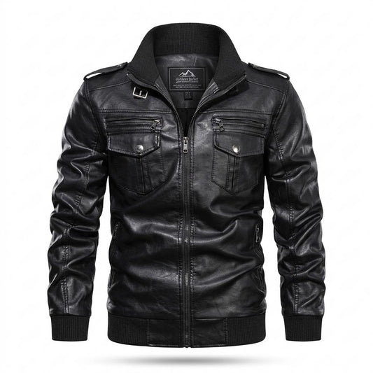 Gentleman Code - Sikum | Gefüttert Tailliert Lederjacke Herren