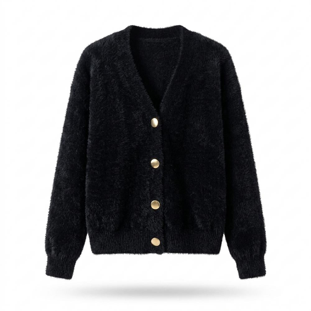 Gentleman Code - Cimok | Flauschige Langärmlige Strickjacke Damen