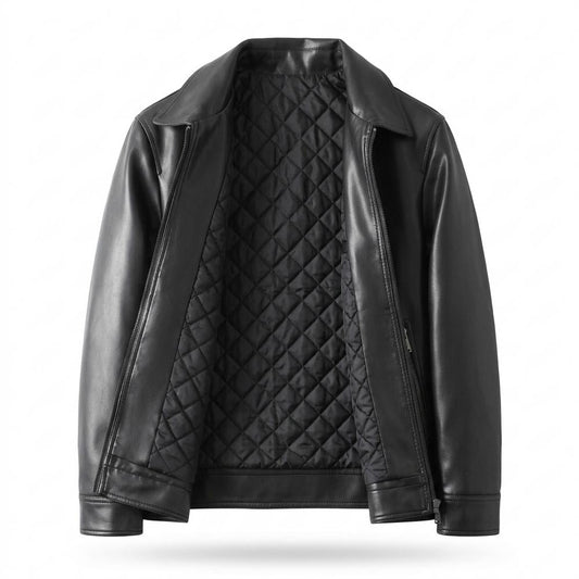 Gentleman Code - Lisuk | Glatte Gefütterte Lederjacke Herren