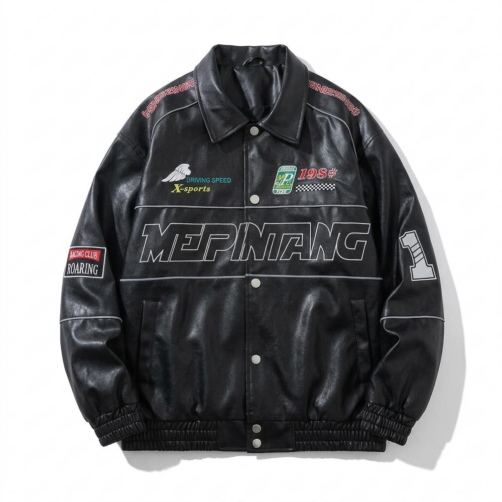 Gentleman Code - Dupok | Bestickt Geknöpft Lederjacke Unisex