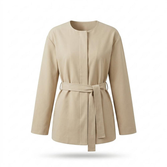 Gentleman Code - Runik | Tailliert Kragenlos Mantel Damen