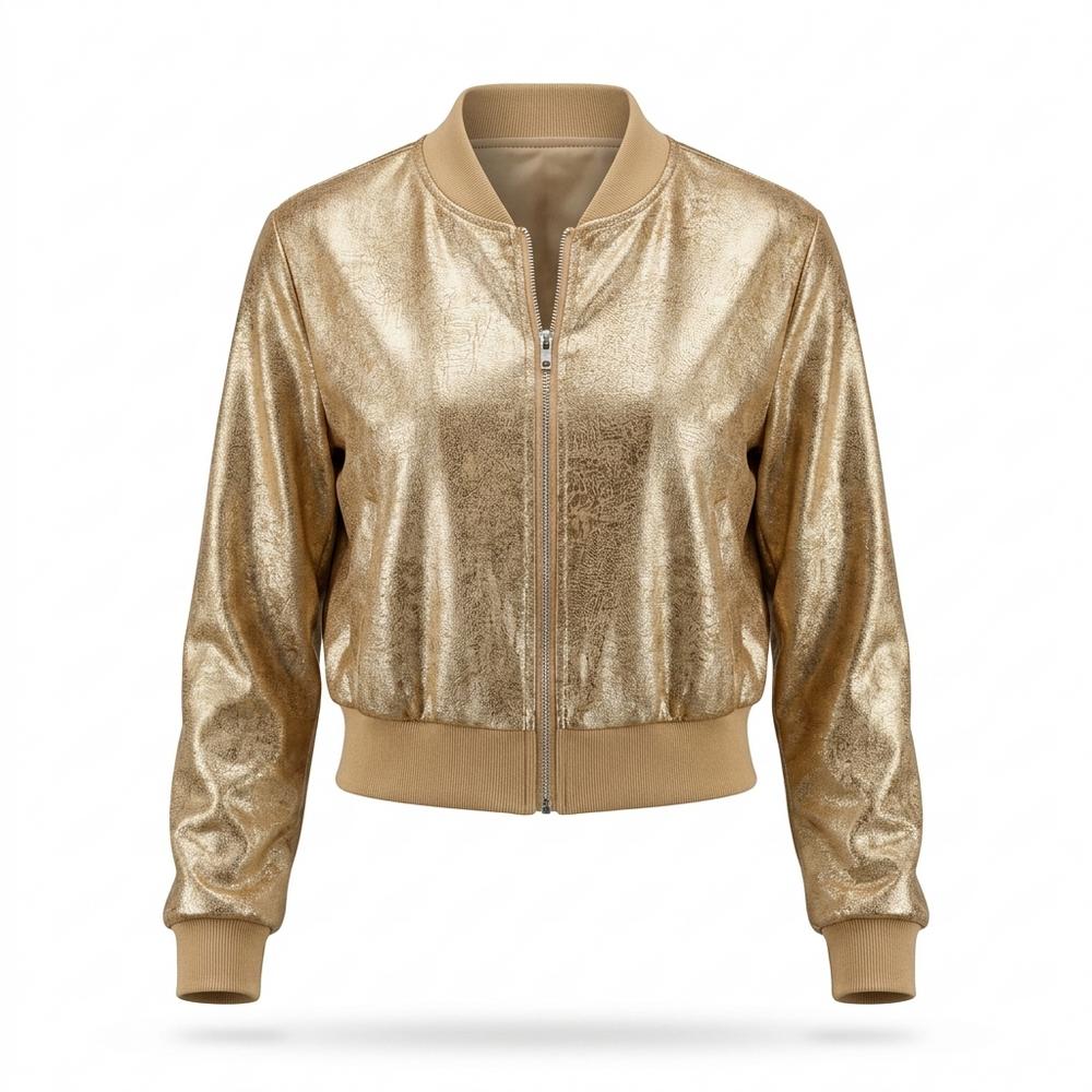 Gentleman Code - Munim | Metallische Kurzgeschnittene Jacke Damen
