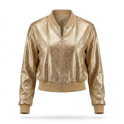 Gentleman Code - Munim | Metallische Kurzgeschnittene Jacke Damen