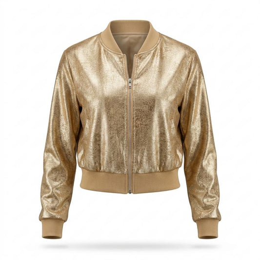 Gentleman Code - Munim | Metallische Kurzgeschnittene Jacke Damen