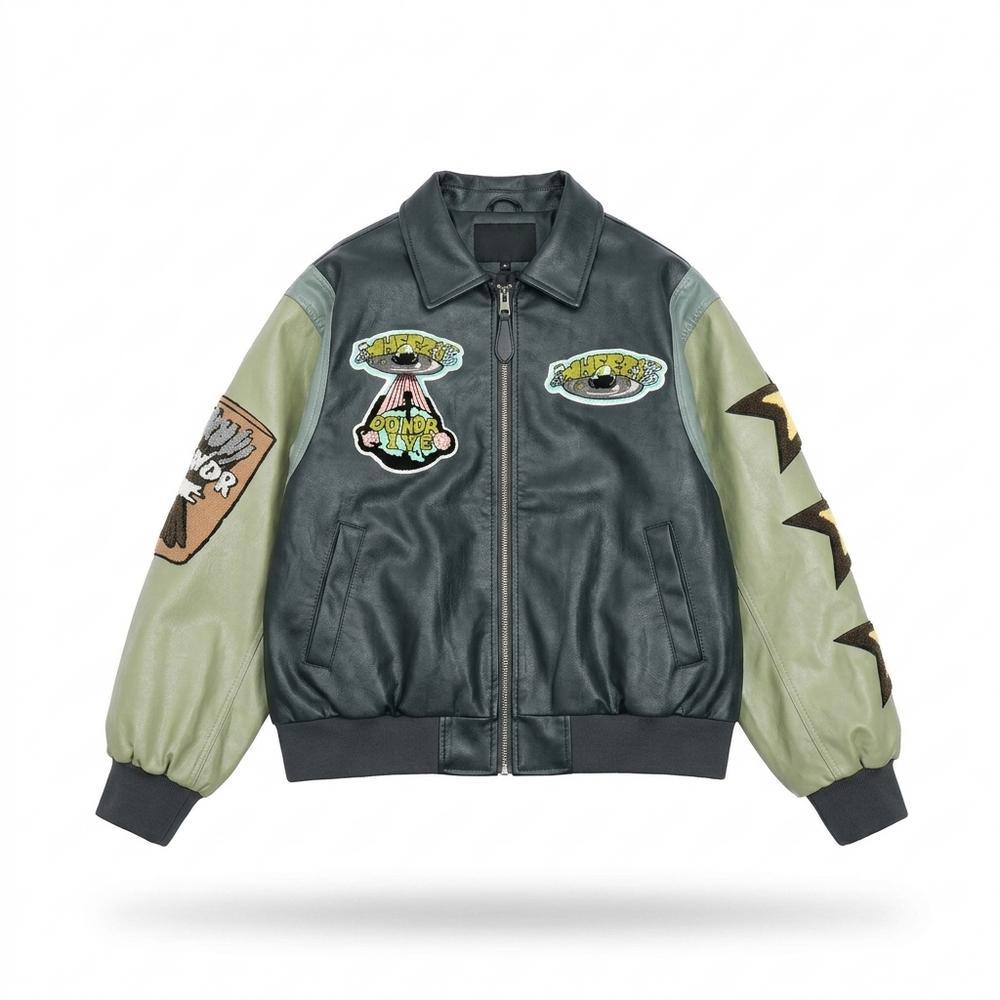 Gentleman Code - Eamok | Gepatcht Zweifarbig Lederjacke Unisex
