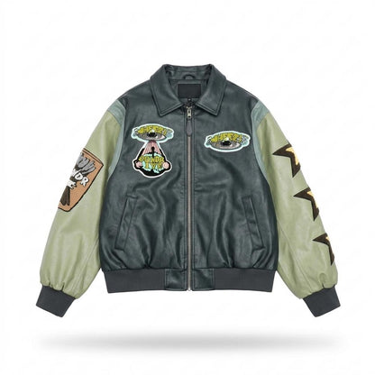 Gentleman Code - Eamok | Gepatcht Zweifarbig Lederjacke Unisex