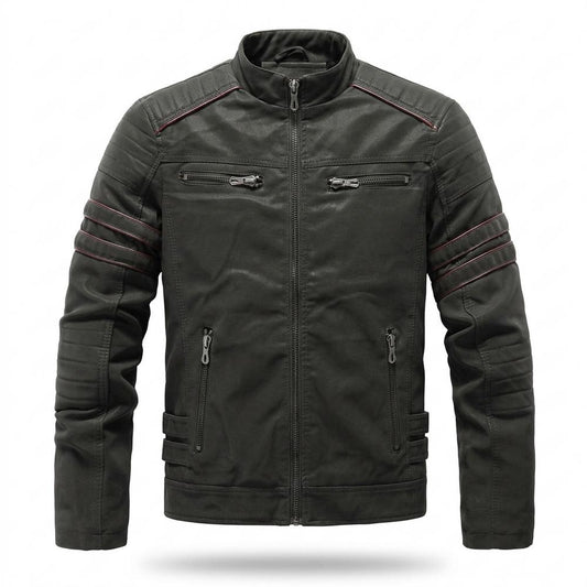 Gentleman Code - Ranal | Gesteppte Paspelierte Lederjacke Herren