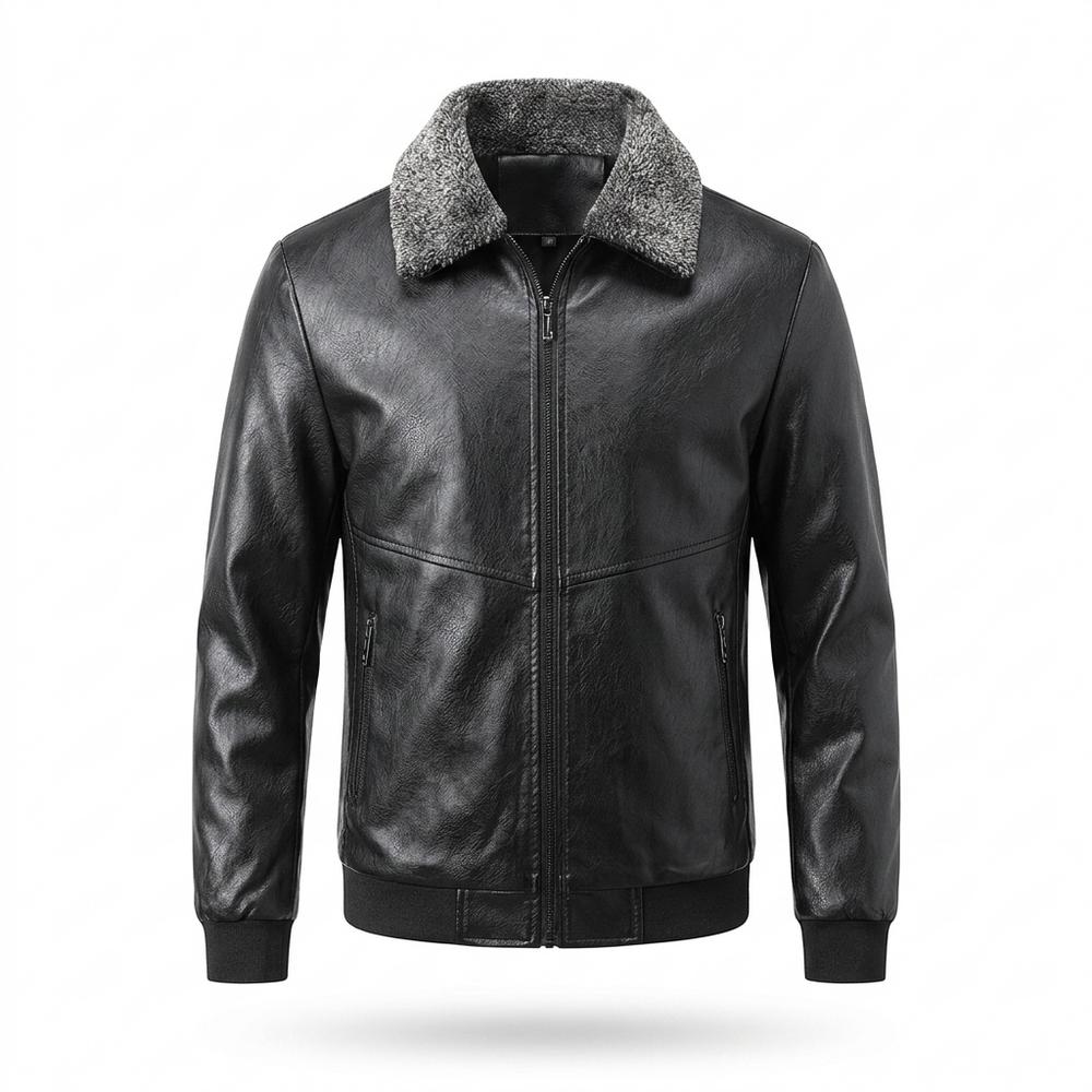 Gentleman Code - Ligit | Gefütterte Pelzbesetzte Lederjacke Herren