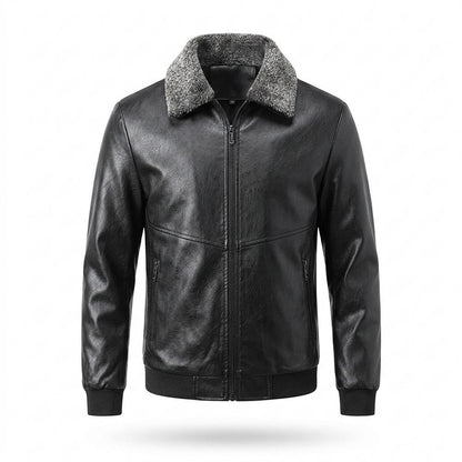 Gentleman Code - Ligit | Gefütterte Pelzbesetzte Lederjacke Herren