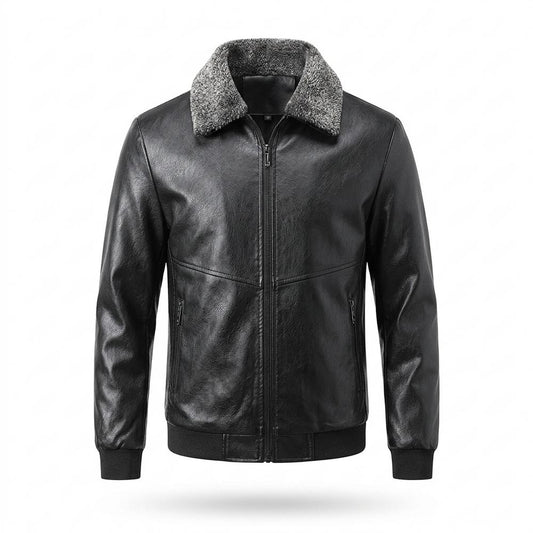Gentleman Code - Ligit | Gefütterte Pelzbesetzte Lederjacke Herren