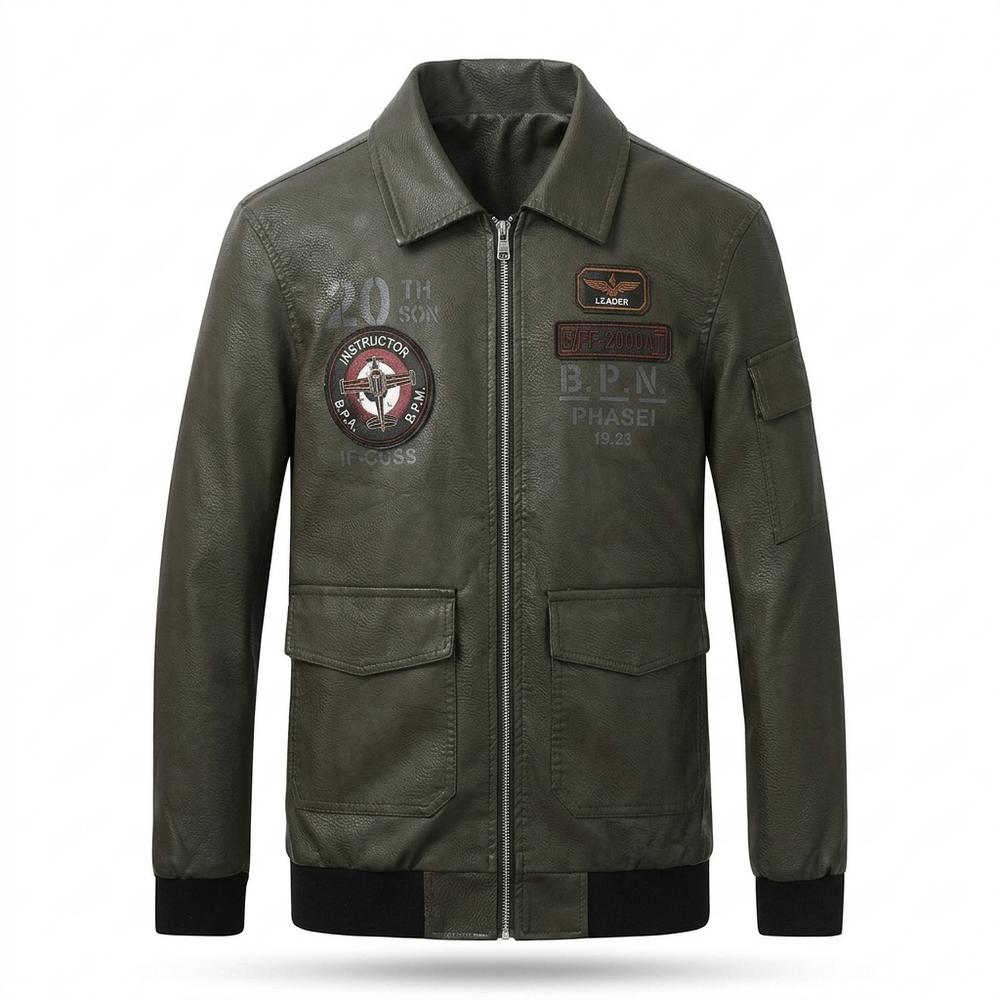 Gentleman Code - Zenor | Bestickt Gerippt Lederjacke Herren