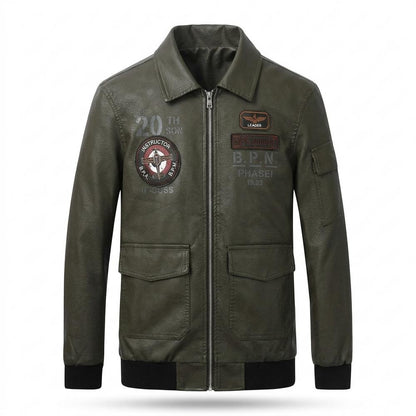 Gentleman Code - Zenor | Bestickt Gerippt Lederjacke Herren